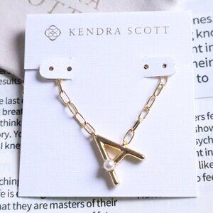 Kendra Scott Letter A Gold Freshwater Cultured Pearl Necklace